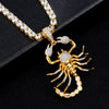 Cubic-Zirconia-Studded Scorpion Bling Hip-hop Pendant Necklace-Necklaces-Innovato Design-Gold-4mm Rope Chain-20inch-Innovato Design