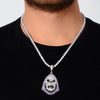 Cubic-Zirconia-Studded Skull Bling Hip-hop Pendant Necklace-Necklaces-Innovato Design-Silver-4mm Tennis-20in-Innovato Design