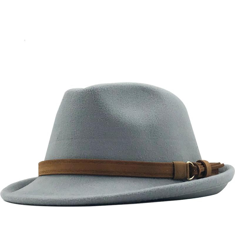 Wool Felt Fedora Trilby Hat with Brown Belt Hatband-Hats-Innovato Design-Khaki-Innovato Design