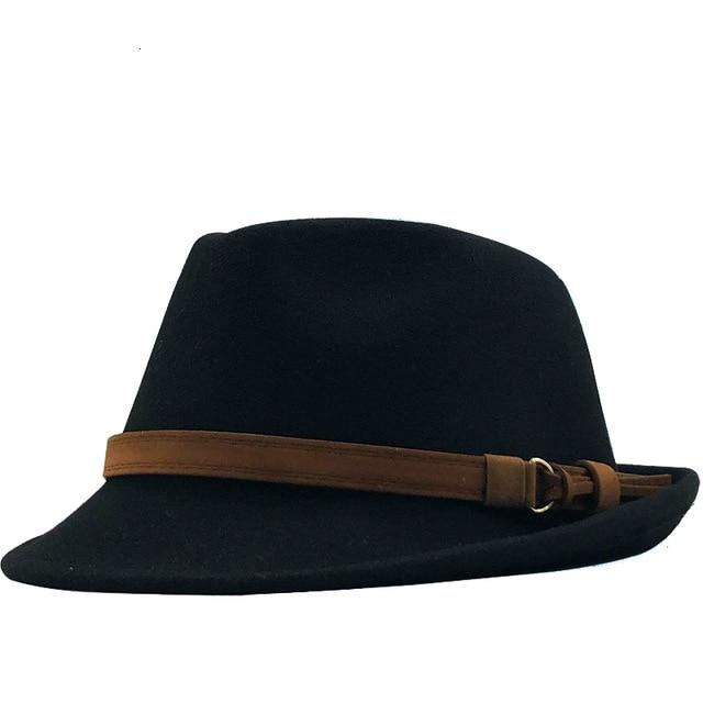 Wool Felt Fedora Trilby Hat with Brown Belt Hatband-Hats-Innovato Design-Black-Innovato Design