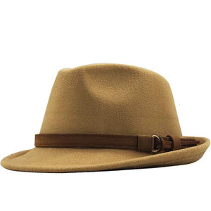 Wool Felt Fedora Trilby Hat with Brown Belt Hatband-Hats-Innovato Design-Khaki-Innovato Design