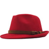 Wool Felt Fedora Trilby Hat with Brown Belt Hatband-Hats-Innovato Design-Red-Innovato Design