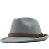 Wool Felt Fedora Trilby Hat with Brown Belt Hatband-Hats-Innovato Design-Light Grey-Innovato Design