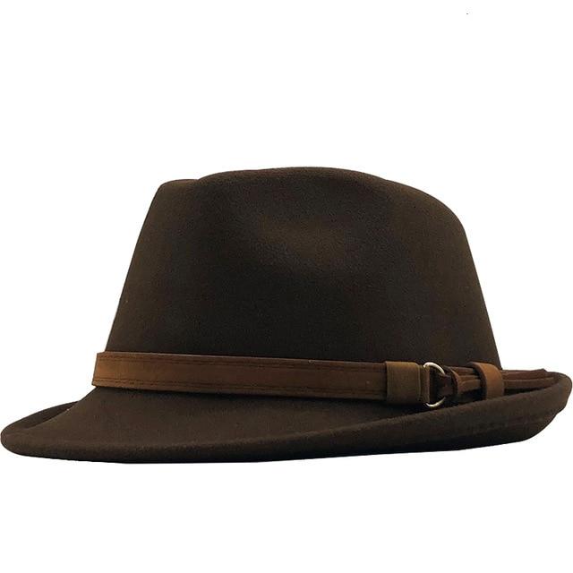 Wool Felt Fedora Trilby Hat with Brown Belt Hatband-Hats-Innovato Design-Brown-Innovato Design
