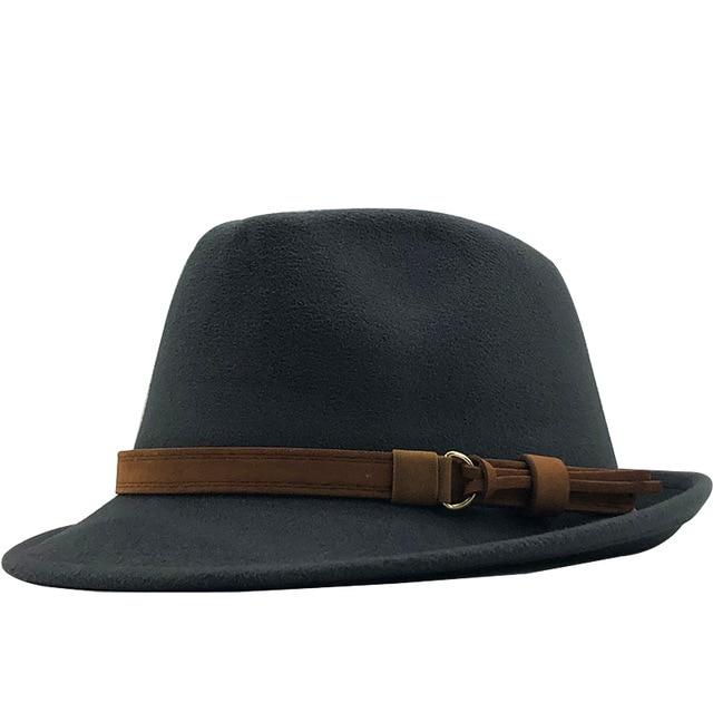 Wool Felt Fedora Trilby Hat with Brown Belt Hatband-Hats-Innovato Design-Deep Grey-Innovato Design