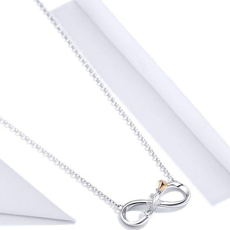 Infinite Love and Flower 925 Sterling Silver Long Chain Link Fashion Pendant Necklace-Necklaces-Innovato Design-Innovato Design