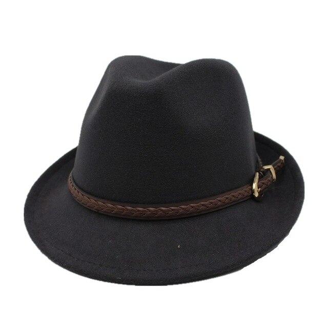 Wool Trilby Hat with Brown Leather Plaited Belt-Hats-Innovato Design-Dark Gray-Innovato Design