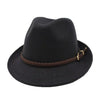 Wool Trilby Hat with Brown Leather Plaited Belt