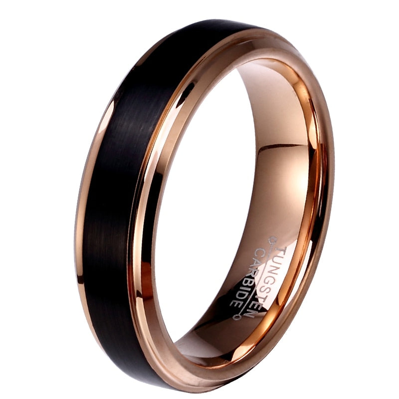 4/6/8mm Black & Rose Gold Tungsten Carbide Wedding Band-Couple Rings-Innovato Design-7-6MM-Innovato Design