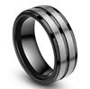 8mm Black Groove Brushed Titanium Fashion Wedding Band-Rings-Innovato Design-5-Innovato Design