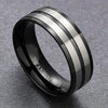 8mm Black Groove Brushed Titanium Fashion Wedding Band-Rings-Innovato Design-5-Innovato Design