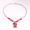 Silver-Plated Red Rhinestone Necklace, Bracelet, Earrings & Ring Wedding Statement Jewelry Set