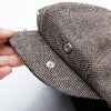 Retro Warm Tweed Herringbone Octagonal Newsboy Cap with Buttons