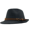 Wool Felt Fedora Trilby Hat with Brown Belt Hatband