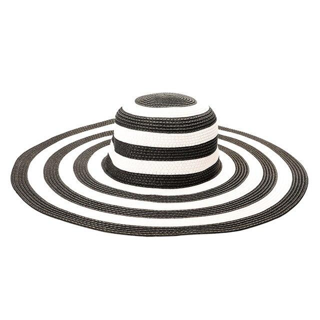 INNOVATO Wide Brim Floppy Striped Straw Sun Hat-Hats-Innovato Design-Black-Innovato Design