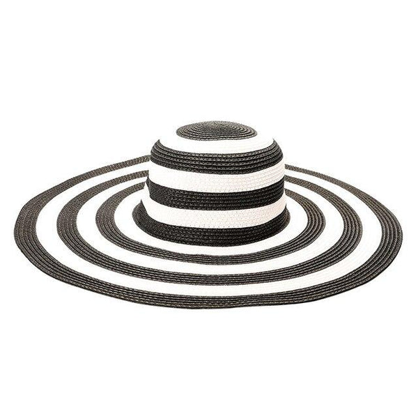 INNOVATO Wide Brim Floppy Striped Straw Sun Hat