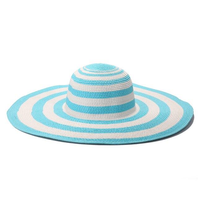 INNOVATO Wide Brim Floppy Striped Straw Sun Hat-Hats-Innovato Design-Blue-Innovato Design