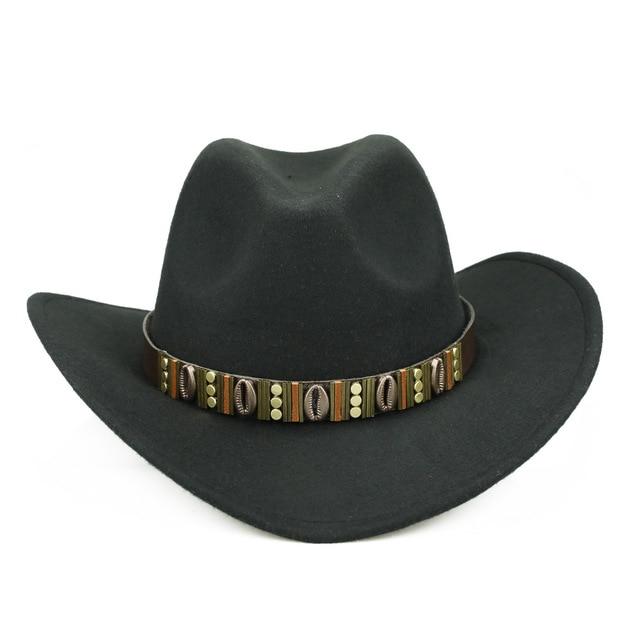 Hawaiian Cowboy Hat with Cowrie Shell Metal Belt Band-Hats-Innovato Design-Black-Innovato Design