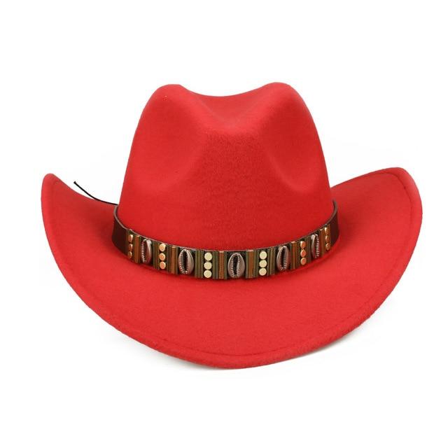 Hawaiian Cowboy Hat with Cowrie Shell Metal Belt Band-Hats-Innovato Design-Red-Innovato Design