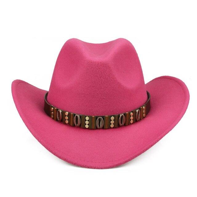 Hawaiian Cowboy Hat with Cowrie Shell Metal Belt Band-Hats-Innovato Design-Rose-Innovato Design