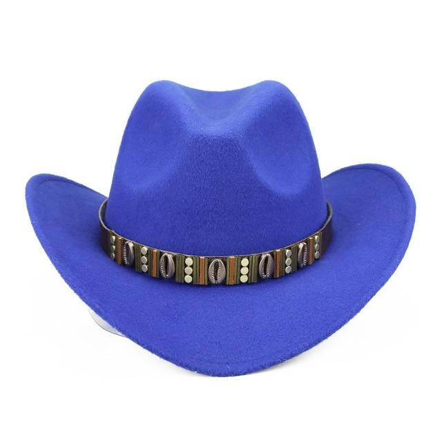 Hawaiian Cowboy Hat with Cowrie Shell Metal Belt Band-Hats-Innovato Design-Blue-Innovato Design