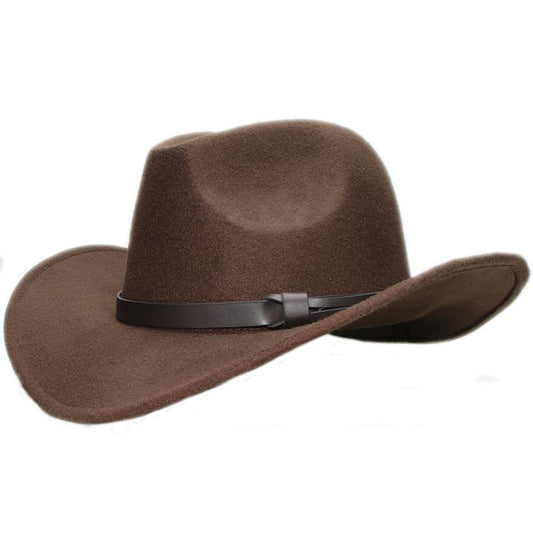 Retro Parent-Child Wool Cowboy Hat with Coffee Leather Band-Hats-Innovato Design-Rose-Adult-Innovato Design