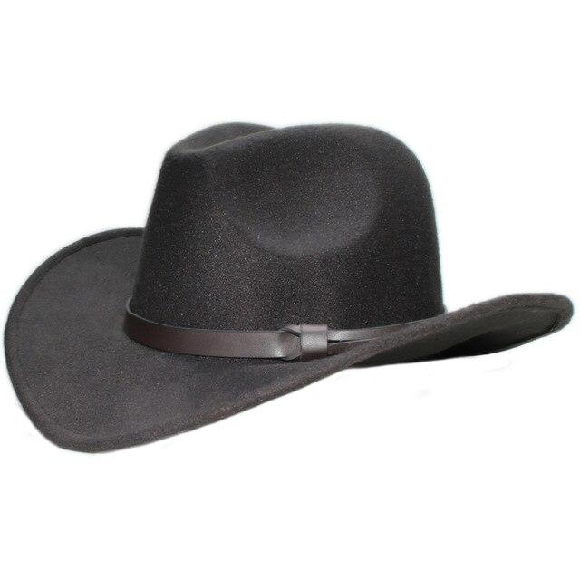 Retro Parent-Child Wool Cowboy Hat with Coffee Leather Band-Hats-Innovato Design-Black-Adult-Innovato Design