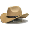 Retro Parent-Child Wool Cowboy Hat with Coffee Leather Band