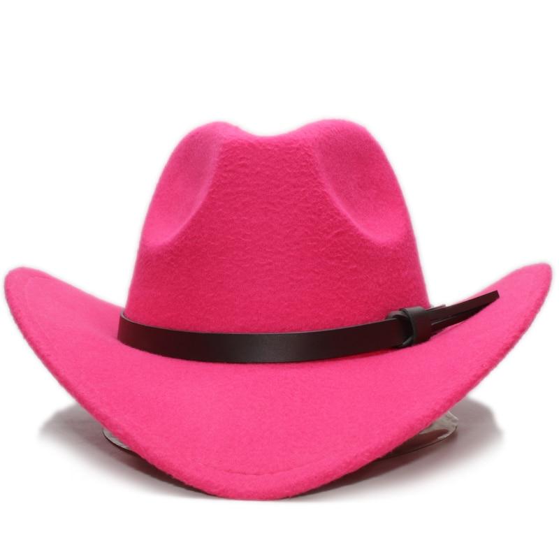 Retro Parent-Child Wool Cowboy Hat with Coffee Leather Band-Hats-Innovato Design-Rose-Adult-Innovato Design