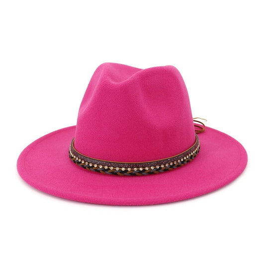 Crushable Wool Felt Panama Hat with Decorative Belt-Hats-Innovato Design-Yellow-Innovato Design