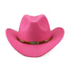 Soft Felt Vintage Western Cowboy Hat with Handmade Belt