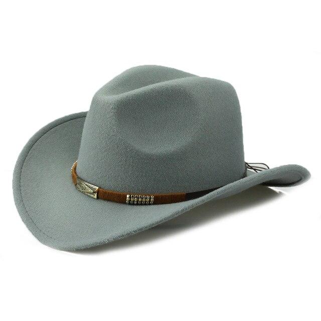 Soft Felt Vintage Western Cowboy Hat with Handmade Belt-Hats-Innovato Design-Grey-Innovato Design