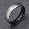 Matte Finished Silver and Black Plated Titanium Classic Wedding Band