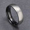 Matte Finished Silver and Black Plated Titanium Classic Wedding Band