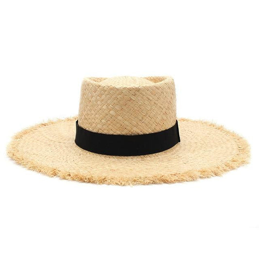 Foldable Raffia Straw Floppy Beach Hat with Belt-Hats-Innovato Design-Innovato Design