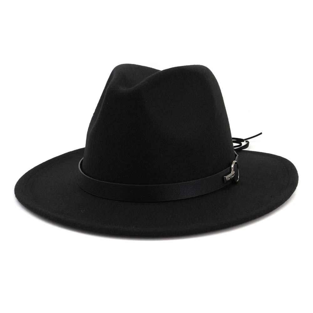 Wool Felt Fedora Panama Hat with Decorative Belt-Hats-Innovato Design-Black-L-Innovato Design