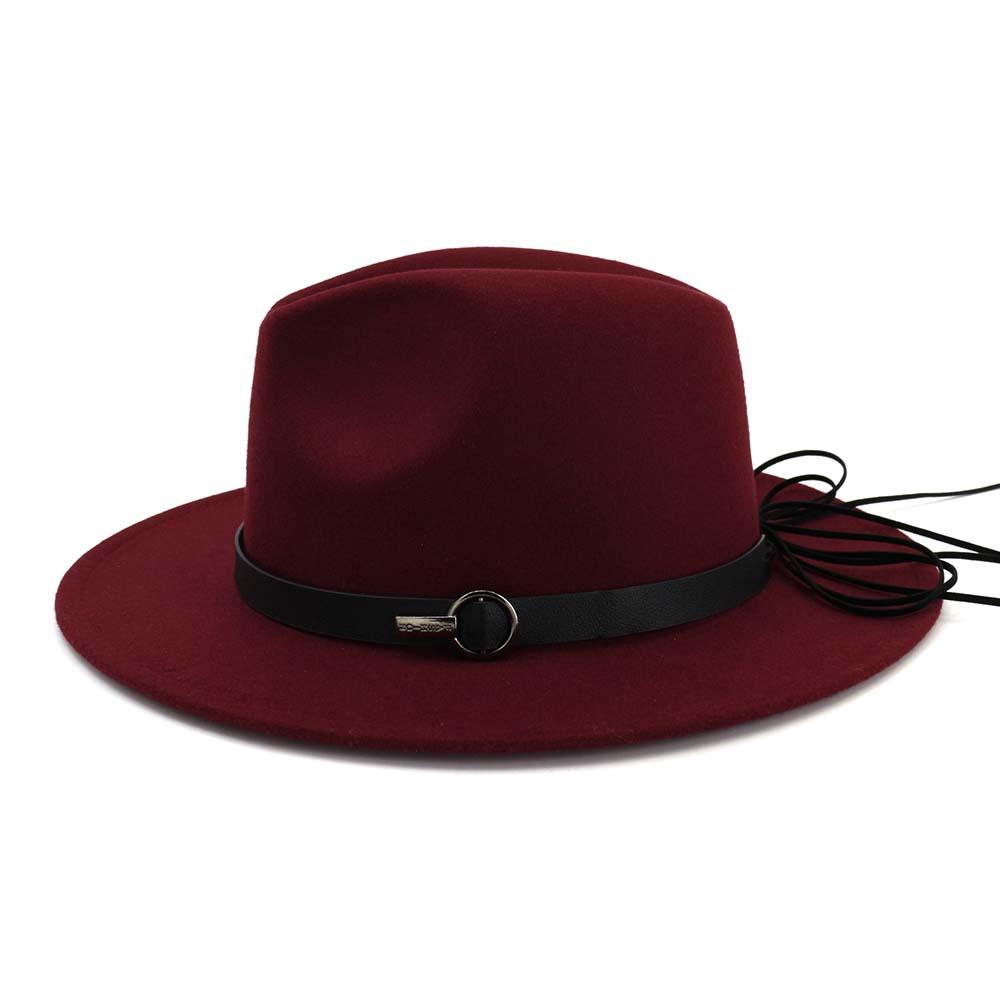 Wool Felt Fedora Panama Hat with Decorative Belt-Hats-Innovato Design-Black-L-Innovato Design