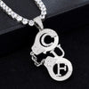 Cubic-Zirconia-Studded Handcuffs Bling Hip-hop Pendant Necklace