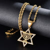 Rhinestone-Studded Star of David Bling Stainless Steel Hip-hop Pendant Necklace-Necklaces-Innovato Design-Silver-Innovato Design