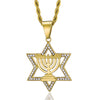 Rhinestone-Studded Star of David Bling Stainless Steel Hip-hop Pendant Necklace-Necklaces-Innovato Design-Gold-Innovato Design