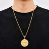 Rhinestone-Studded Cross Round Bling Stainless Steel Hip-hop Pendant Necklace