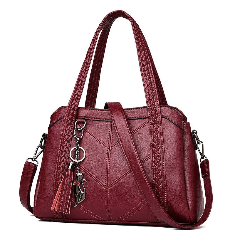 Luxury Tassel Genuine Leather Tote Bag, Shoulder Bag and Handbag-Handbags-Innovato Design-Purple-Innovato Design