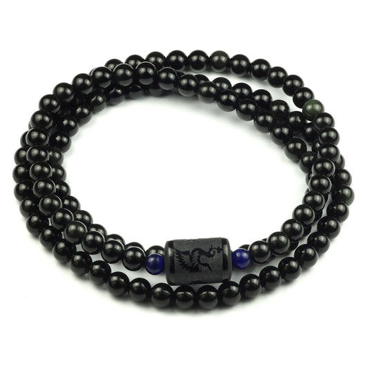 Natural Black Obsidian Stone Multilayer Beads Strand Bracelet-Necklaces-Innovato Design-8mm-Innovato Design