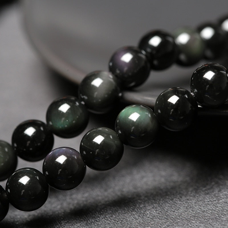 Natural Black Obsidian Stone Multilayer Beads Strand Bracelet-Necklaces-Innovato Design-8mm-Innovato Design