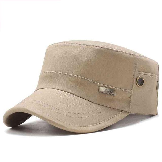 Classic Casual Adjustable Flat Top Army Military Cap-Hats-Innovato Design-Khaki-Innovato Design