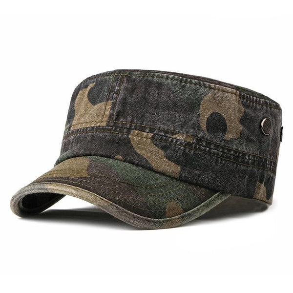 Classic Adjustable Camouflage Cotton Flat Top Cadet Patrol Army Military Cap-Hats-Innovato Design-Army Green-Innovato Design