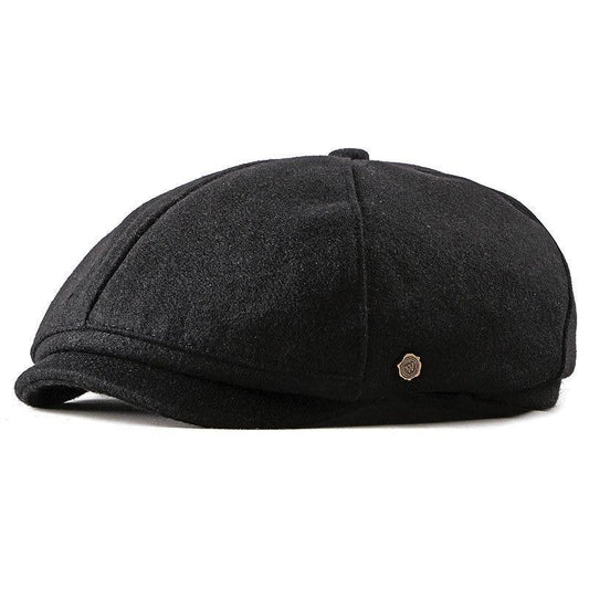 Woolen British Painter Newsboy Cap-Hats-Innovato Design-Black-Innovato Design