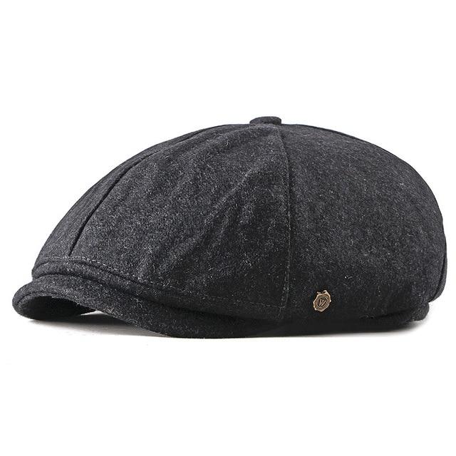 Woolen British Painter Newsboy Cap-Hats-Innovato Design-Dark Gray-Innovato Design