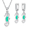 Cute Sea Horse Fire Opal Necklace & Earrings Classic Fashion Jewelry Set-Jewelry Sets-Innovato Design-Green-Innovato Design