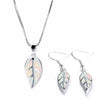 Elegant Leaves Fire Opal Necklace & Earrings Trendy Fashion Jewelry Set-Jewelry Sets-Innovato Design-White-Innovato Design